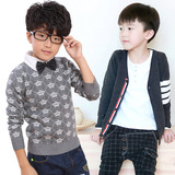 男童针织开衫纯棉条纹毛衣外套4-5-6-7-8岁10春秋韩版英伦学院风