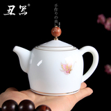 丑器 陶瓷茶壶创意 功夫茶具单壶 精品高档青瓷木頭蓋子單品茶具
