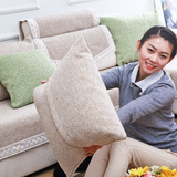 定做新款/纯色简约棉线组合四季沙发垫米黄色坐垫浅色沙发巾防滑