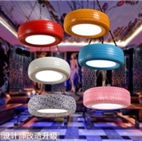 北欧美式工业风格loft吊灯个性创意酒吧餐厅发廊网吧彩色轮胎吊灯
