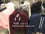 HM H＆M 新款女短款连帽卫衣套头长袖衫运动服 专柜正品