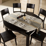 实木餐桌椅组合4 6人圆桌 简约现代可伸缩折叠大理石饭桌一桌四椅