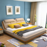恩次方 北欧布床小户型1.8双人床软床布艺床可拆洗现代实木床婚床