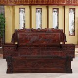 红木床 印尼黑酸枝木锦绣大床 双人床 卧室中式古典雕刻家具1.8米