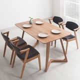 创意原木北欧宜家餐桌实木餐桌椅组合白橡木餐厅一桌六椅家具 犇