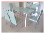 简约现代特价钢化玻璃餐桌饭桌长方形餐台小户型4-6人餐桌椅组合