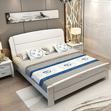 实木床简约现代白色床双人床1.5米1.8米床高箱床储物床婚床中式床