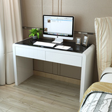 现代简约烤漆钢化玻璃笔记本电脑桌办公桌子简易白色书桌家用