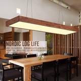 设计师北欧简约鱼线吊灯创意艺术led餐厅吊灯长方形实木灯餐吊灯