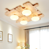 简约创意北欧原木实木客厅灯木质LED卧室灯DIY木头灯具日式吸顶灯