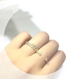 预售 玲珑双子 开口设计18k金钻石戒指 八分钻石 0.08ct 六爪包镶