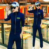 韩版休闲运动套装女士春秋季跑步服开衫长袖长裤学生两件套卫衣夏