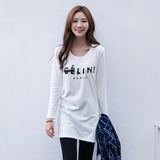 秋装新款韩版女装学生T恤上衣长袖中长款t恤棉打底衫外穿秋衣体恤