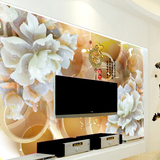 卧室3d 5d立体浮雕无缝花卉墙布大型壁画 电视背景墙壁纸