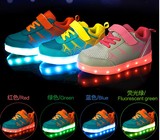 儿童男女中小大童四季USB充电七彩夜光发闪灯鞋魔术贴LED发光鞋子