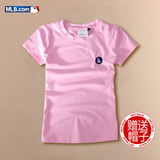 MLB棒球服短袖女夏天LA道奇纯色圆领t恤女宽松韩版纯棉简约打底衫