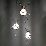 现代LED餐厅吊灯水晶灯三头创意吊灯卧室灯吧台灯个性灯具