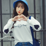 韩国女装春装长袖卫衣中学生个性打底衫学院风t恤少女可爱上衣服