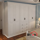 宜家欧式开门衣柜现代简约白色整体衣橱定制美式实木卧室家具组合