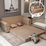 地中海多功能折叠沙发床 布艺拆洗推拉两用沙发实木双人定制特价