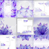 水彩唯美紫色花卉海报背景请柬迎宾卡片EPS矢量素材