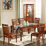 美式乡村全实木餐桌椅组合6人饭桌 简约小户型长方形饭桌餐厅家具