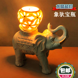 水晶盐灯喜马拉雅天然正品进口盐块吉祥大象简约摆件欧式装饰台灯