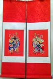 天津杨柳青年画木板宣纸手绘小尺寸画轴朱砂版门神传统民俗特色
