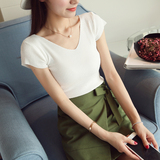 套装女夏装时尚潮2016春韩版短袖V领针织衫显瘦包臀短裙两件套装
