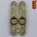 中式明清古典家具仿古橱柜纯铜蝙蝠花厚直条拉手柜门门条单孔把手