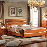 实木床橡木床双人床1.8米简约现代中式全实木家具白色婚床复古