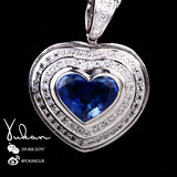 珍品-海洋之心-PT铂金-6.11克拉-蓝宝石-心形切割-钻石-项链