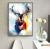 自油自画数字油画diy 客厅卧室大幅手绘动物抽象填色装饰画七色鹿