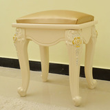 欧式梳妆凳象牙白色法式奢华化妆台凳时尚休闲凳皮凳现代田园雕花