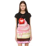 意大利代购 moschino 16春 谢娜同款樱桃蛋糕印花连衣裙短袖t恤女