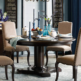 美式实木餐桌椅组合地中海北欧小户型可伸缩餐桌橡木餐台欧式圆桌