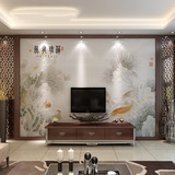 中式客厅电视背景墙瓷砖现代简约莲年有余荷花九鱼图