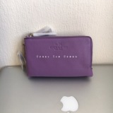Coach蔻驰紫色钱包零钱包手机包 手袋双层卡位 拉链中款钱包 预购