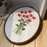 壁花壁树【自持】欧式刺绣材料包DIY立体刺绣蔷薇花麻布刺绣