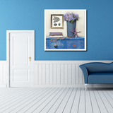 蓝色小桌现代装饰画创意个性墙画玄关客厅沙发挂画三联现代简约画