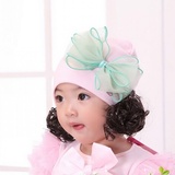 儿童假发帽子1-2-3-4岁宝宝套头帽纯棉6-12个月婴儿帽子春秋冬季