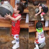 夏季男女婴幼儿童装NBA公牛队服背心短裤宝宝篮球表演服运动套装