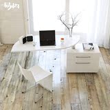 易构简约现代家具卧室拐角桌 白色烤漆转角书桌办公桌旋转电脑桌
