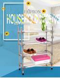 不锈钢鞋架置物架家用四层格架自由组合收纳门厅浴室简易DIY鞋柜