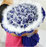 武汉鲜花同城速递蓝色妖姬33支朵蓝玫瑰预订送花生日表白求婚花束