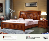 海南海口实木家具 中款大床橡木双人床208号 新款现代中式特价