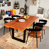 美式铁艺实木家具餐厅饭桌家用餐桌复古做旧休闲简易餐桌椅组合