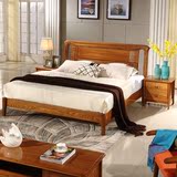 北欧宜家现代简约纯实木床双人床1.8米榆木婚床卧室家具新品促销