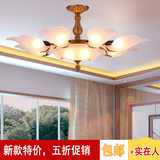 中式创意叶子吸顶灯客厅灯 高档卧室灯饰金色艺术茶楼饭店大厅LED