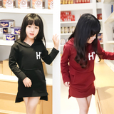 女童修身款连衣裙2016韩版女孩纯棉儿童春季童装连帽上衣时尚卫衣